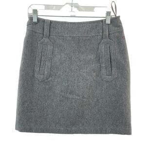 Comma Casual Identity Wool A-Line Skirt, Gray, Size 36 - Preowned Womens